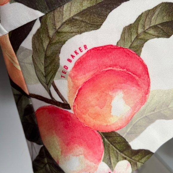 Ted Baker Areea Peach Blossom Leaves Sheath Pencil Cocktail Sheath Dress Small - Picture 15 of 16